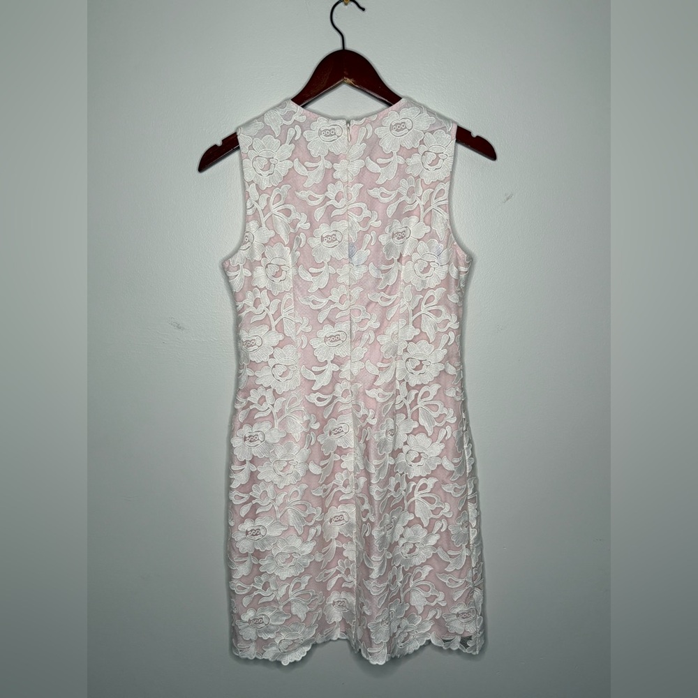 Karl Lagerfeld Baby Pink White Lace Overlay Dress - Picture 2 of 10